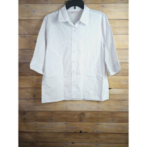 American Sweetheart Shirt Medium White 3/4 Long Sleeve Button Down